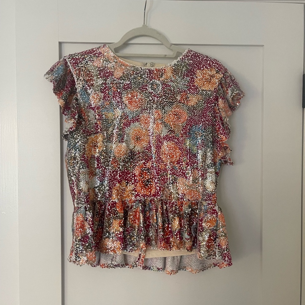 Aqua sequin shirt